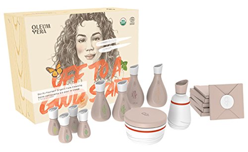 Oleum Vera DIY Organic Face Cleansing Kit | 6 Month Supply of Do It Yourself Body Therapy with All Organic: Luxurious Oils, Natural Clays & Dried Flowers| + Your Own 2 Containers | Make 3 Deep Cleansing Masks, 3 Facial Scrubs, 3 Cleansing Oils with 9 Recipes | All-in-One Certified