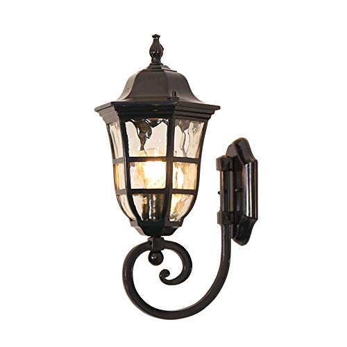 Lanterne murale extérieure noire applique lumineuse en aluminium et verre transparent