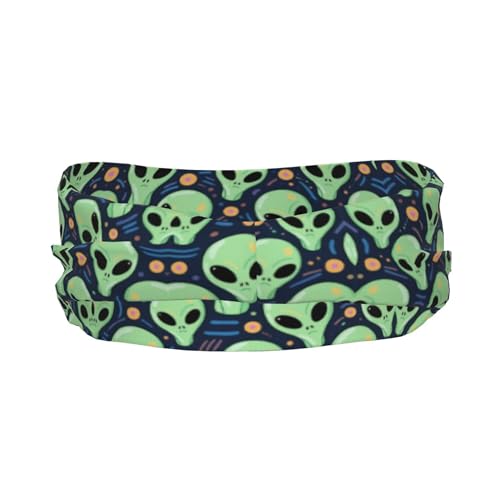 Boys Girls Sports Sweatbands, Multipurpose Long Head Band for Yoga Fitness Shower, Fashion Aliens Faces Alien 90S Style Art Headwear Head Decor3