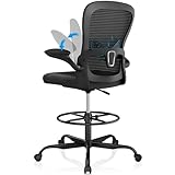 Furmax Drafting Chair, Ergonomic Tall Office for Standing Desk Mesh Chair with Flip-up Armrest Extended Height Executive Desk Office