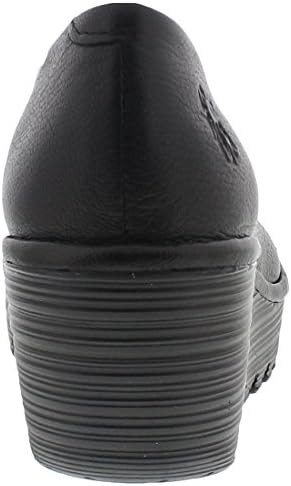 FLY London Womens Yaz Mousse Smart Leather Slip On Wedge Heel Work Shoes - Mousse Black - 7 | Image 1
