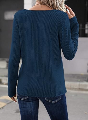 Image of LOLONG Womens Long Sleeve V Neck T Shirts Casual Basic Work Tops Trendy