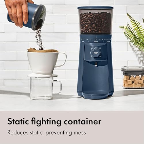 Image of OXO Brew Conical Burr Coffee Grinder - Storm Blue, Stainless Steel Burrs, One-Touch Automatic Smart Grind