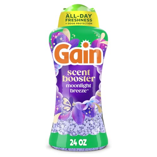 Gain in-Wash Laundry Scent Booster Beads Long-Lasting Fresh Scent Beads All Day Freshness and Odor Protection, Moonlight Breeze Scent, 24 oz (Packaging May Vary)