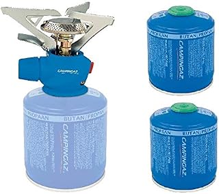 Prime Hornillo de gas Twister Plus PZ Campingaz – Encendido eléctrico – Potencia 2.900 W – Peso 263 gr + 2 cartuchos de gas CV300 de 240 gramos