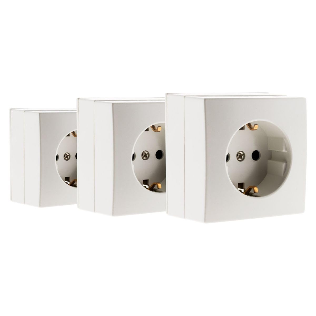 Zenitech Bel'Vue Schuko Surface-Mounted Sockets 16A Pack of 3 White