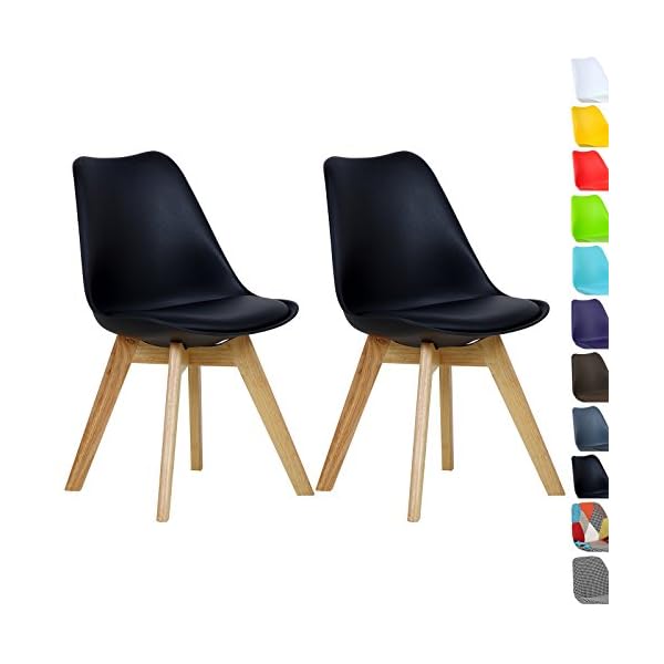 WOLTU Set of 2 Dining chairs Kitchen Lounge Corner chairs with faux leather seat and wood legs,BH29-2 - Image 3