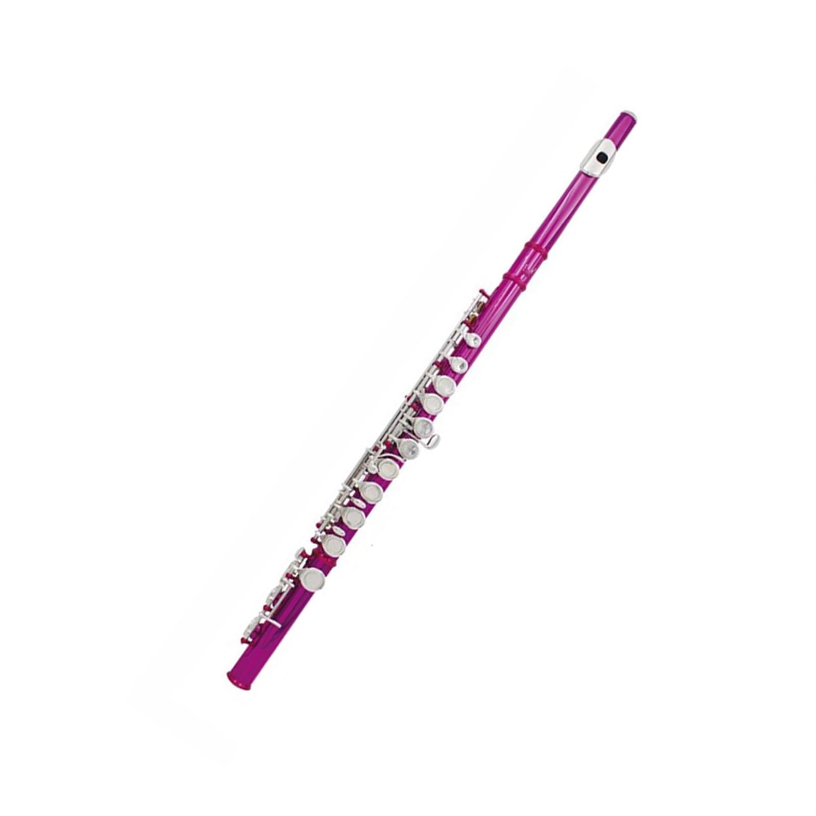 Querflöte Flöte Mit 16 Geschlossenen Löchern C-Tonart Silberflöte Mit Lederetui Professionelle Konzertflöte Holzblasinstrument(Magenta)