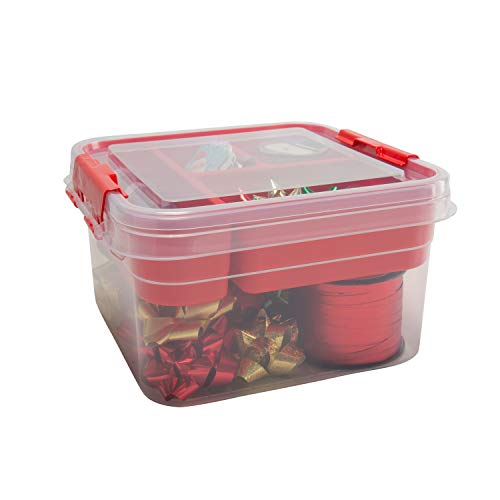 Simplify 25522-RED 5 Compartment Gift Supply Storage Box | 2 Tier Box thumb #8