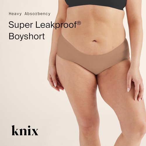 Image of KNIX Women Leakproof Period Underwear Boyshort - Heavy Flow Protection, Absorbs 4-7 Super Tampons