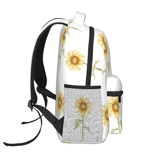 Sac à dos résistant à l'eau imprimé tournesol fleuri grand compartiment - 3