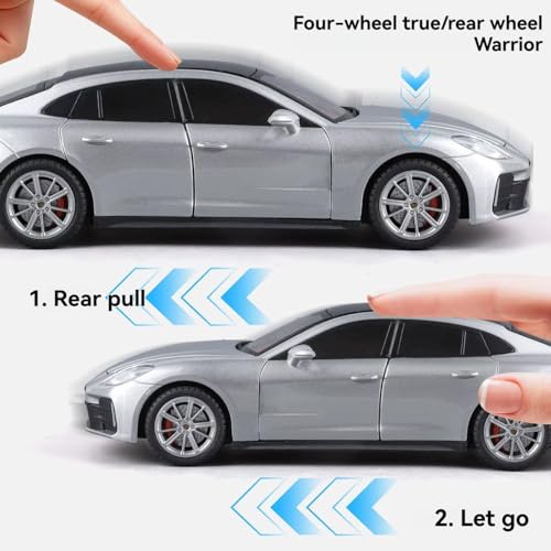 Image of Mashes Porsche Panamera Diecast Metal Car Toy 1:32 Scale with Openable Doors, Pull Back Action, Light & Sound, Detailed Luxury Sedan Model for Kids & Collectors, Premium Gift Toy Car [Multicolor]