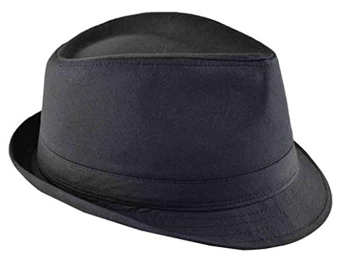Nayt Men's Classic Solid Plain Fedora Black 2Xl-62cm (7 5/8~7 3/4)