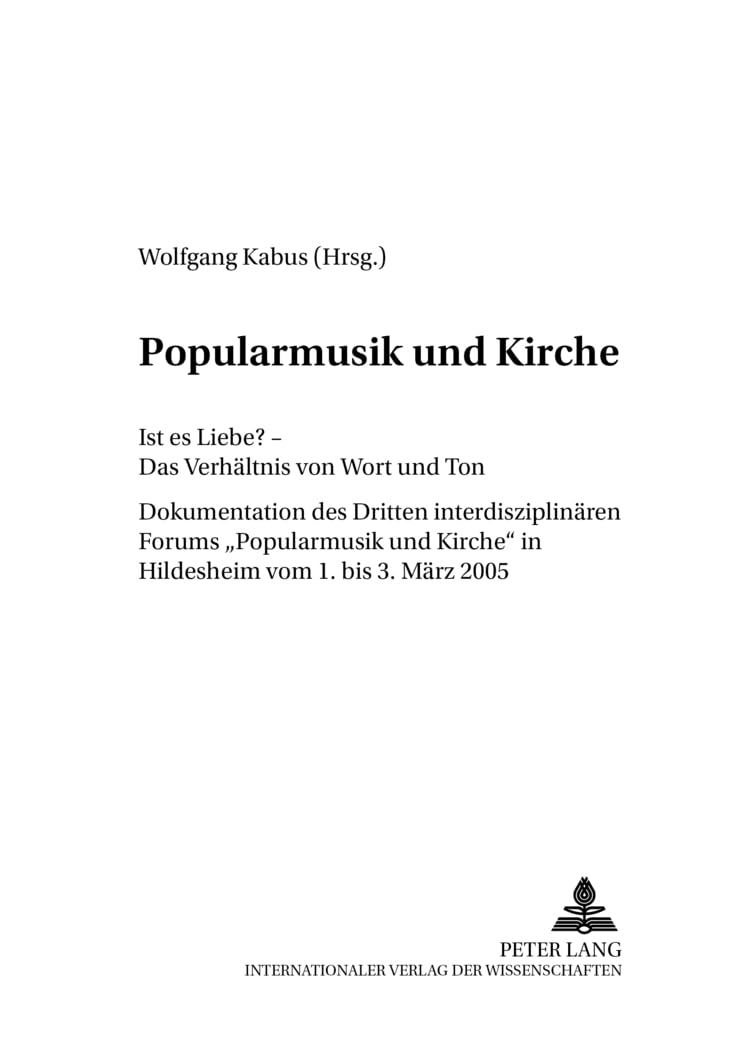 Popularmusik und Kirche pour comprendre l'évolution des chants de liturgie