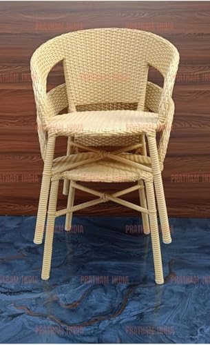 Image of India 3 Piece Outdoor Indoor All Weather Wicker Patio Furniture Set 2 Wicker Rattan Chairs and Table for Balcony Garden Patio Porch Poolside Backyard Furniture (Honey)