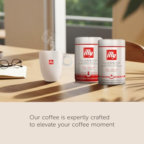 Illy Classico Whole Bean Coffee, Medium Roast, Classic Roast With Notes Of Caramel, Orange Blossom And Jasmine, 100% Arabica Coffee, No Preservatives, 8.8 Ounce Can (Pack Of 1)