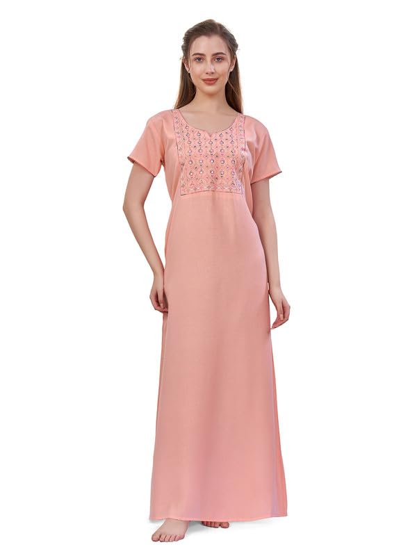 sand dune Alpine A Line Nighty with Embroidery and a Functional Pocket.-picture-12