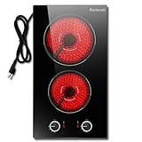 Karienvir 110v Electric Cooktop 2 Burners Knob Control