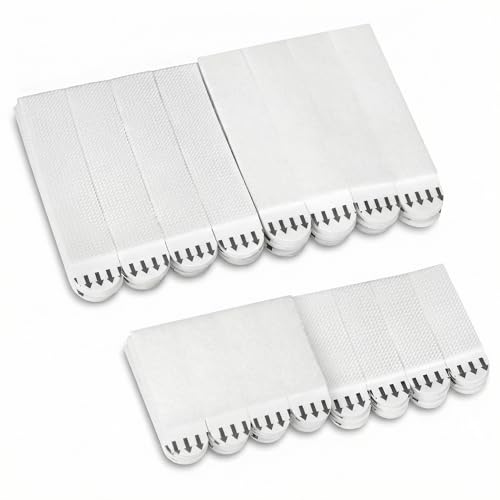 QWORK® 32 Pares tiras adhesivos pequeños para colgar cuadros sin agujeros – 16 pares grande 16 pares mediano   para marcos de fotos, relojes de pared, espejos de pared y mucho más