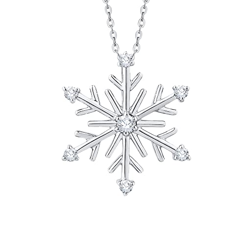 KATARINA Diamond Snowflake Pendant Necklace in 10K White Gold (1/10