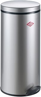 WESCO Gastro Tretabfallsammler 127 in der Farbe silber, pulverbeschichtetes Stahlblech, Metalleinsatz mit 22 Liter Volumen, Kunststoff-Fußtritt