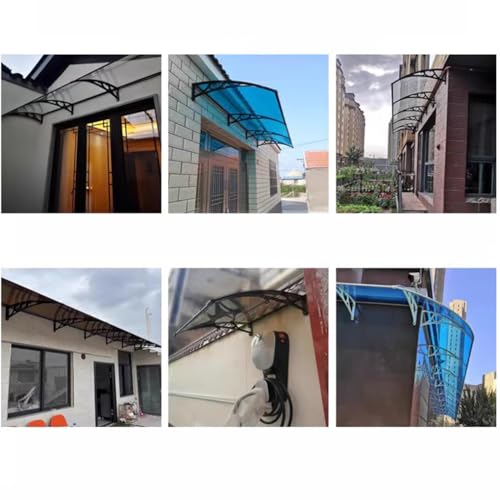 Toldo Exterior de policarbonato Color Verde Azulado, Refugio contra la Lluvia para Ventana, toldo para Puerta Principal con Soporte de Aluminio para Mesa de café, Porche y Puerta t