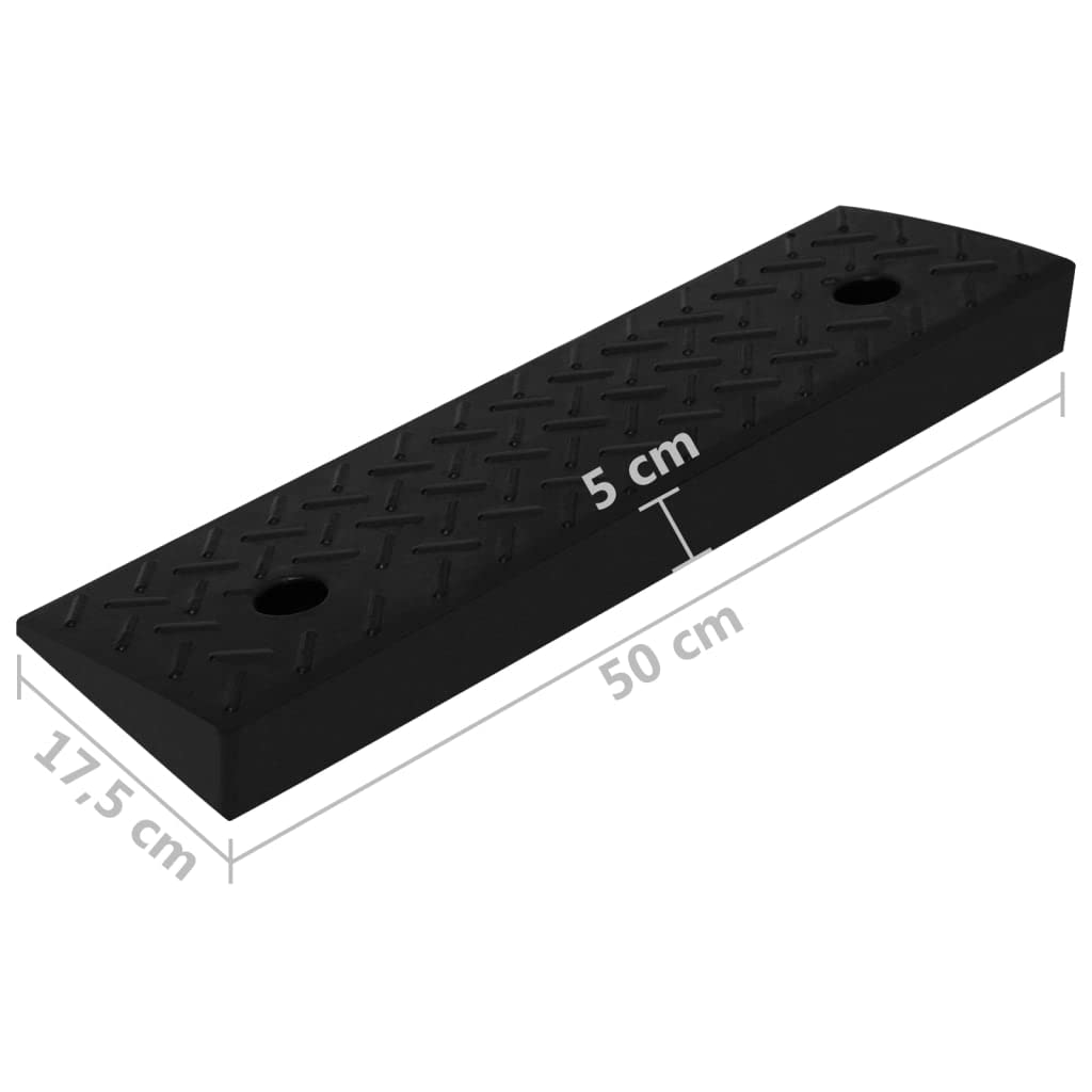 2 rampas para bordillos, 50 x 17,5 x 5 cm, goma con perfil antideslizante, 2 agujeros de montaje empotrados, capacidad de carga de 10 toneladas, para coche, silla de ruedas, cochecito y