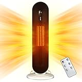 Chauffage d'Appoint 1400W 2000W, Chauffage Céramique ECO Radiateur Electrique, PTC, Oscillation,Télécommande, Minuterie 24H, Thermostat et économie d'énergie, Protection Multiple, maison (BLANC)