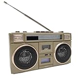 Mini Retro Bluetooth Speaker, with FM Shortwave Radio, Portable Bluetooth Speaker, Wireless Streaming, Classic 80s Style-Desert Yellow