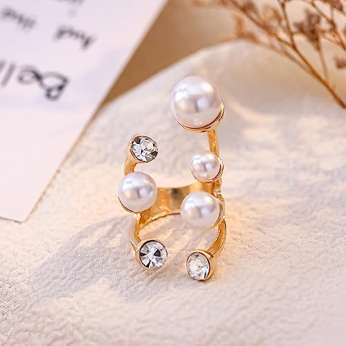Pearl Ring for Women Promise Stacking Pearl Rings Adjustable Open Pearls Finger Ring Trendy Personality Christmas Pearls Jewerly Prom Dress Jewerly3