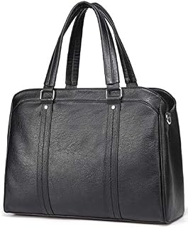 VASCHY Laptop Bag for Women, PU Leather Tote Bag Large Capacity Work Bag Fits 15.6 inch Laptop Handbag & Shoulder Bag with Detachable Shoulder Strap for School Office Teacher (63-Black)