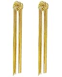 Gold Tassel Clip on Earrings for Women Trendy Dangling Clip-on Long Earrings for Women Girls Statement Fringe Dangle Non Pierced Earrings for Bride Wedding Party Jewelry Gifts