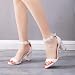 Imagen de Jamron Mujer Elegante Sandalias de Tacón de Bloque Encaje Floral Perlas Blanco Zapatos de Novia 7CM SN0703497-1 EU38