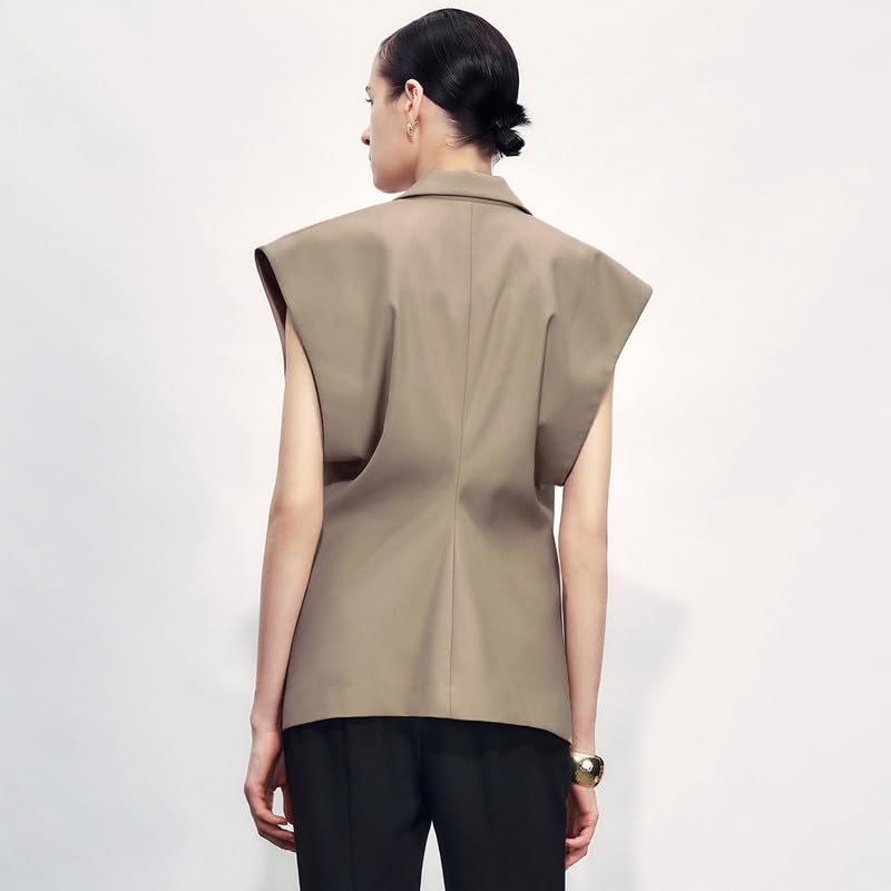 Womens Sleeveless Blazer Vest V Neck Summer Casual Waistcoat Lapel Collar Button Up Tops for Women4