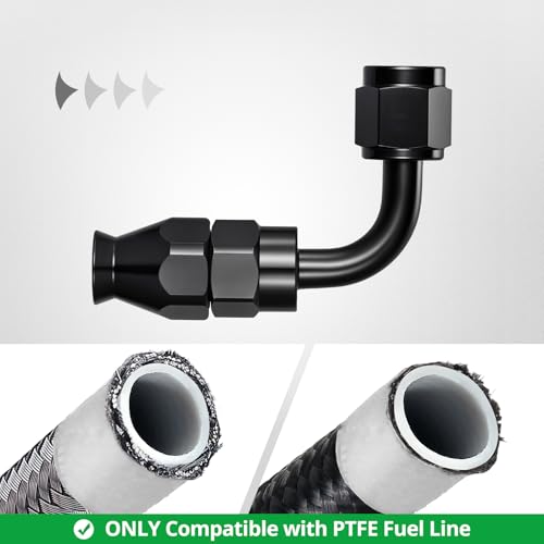 Image of EVIL ENERGY 4AN PTFE Hose End Fitting 90 Degree Black for PTFE Hose Only 4PCS