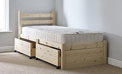Small Single 2ft 6 Wooden storage Pine Bed Frame - Can be used by Adults - includes two large pull out underbed drawers
