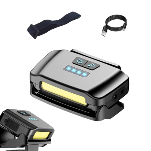 Linterna frontal LED recargable, sensor ligero de 3 niveles, luz ajustable de 1200 mAh para iluminación, herramienta manos libres con detección de movimiento, engranaje brillante para iluminación de