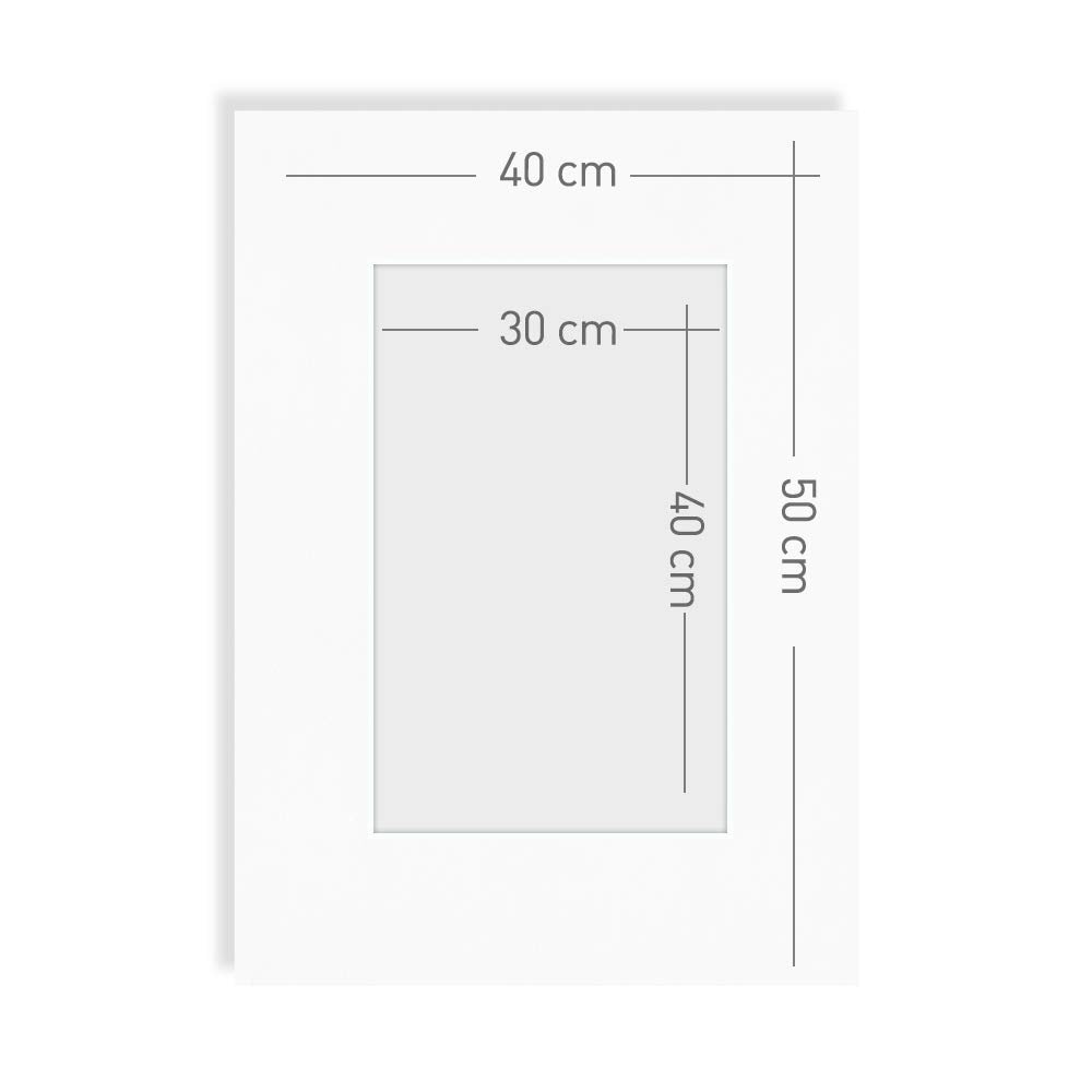 Bildershop-24 Passepartout bianco puro, 40 x 50 cm (larghezza x altezza), dimensioni esterne con ritaglio per foto 30 x 40 cm (larghezza x altezza)