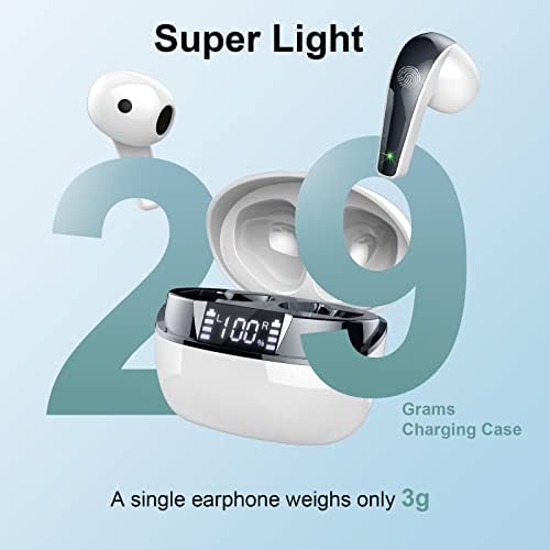 Wireless Earbuds, Bluetooth 5.3 Headphones in Ear with Immersive Sound, Wireless Headphones Dual LED Display Bluetooth Earphones IP7 Waterproof Earbuds, 35H Playtime, Noise Reducing, USB-C, White