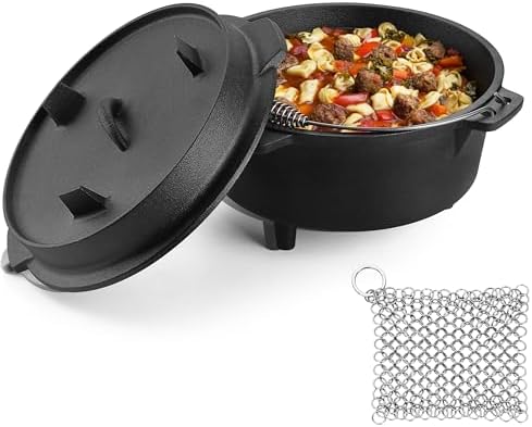 5QT Cast Iron Dutch Oven with Stainless Steel Scrubber, HaSteeL 2...