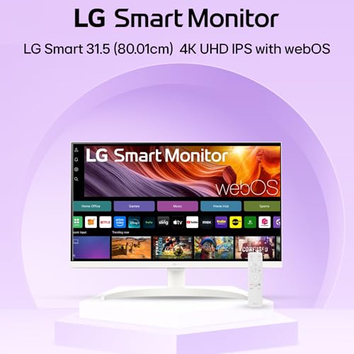 Image of LG 32SR75U Smart Monitor with Steaming TV,32 inch, 4K UHD (3840 x 2160), HDR10, USB Type-C, WebOS, Apple AirPlay 2, Screen Share, Bluetooth, Built-in Speaker, Height Adj., HDMI, USB, Remote Control,White