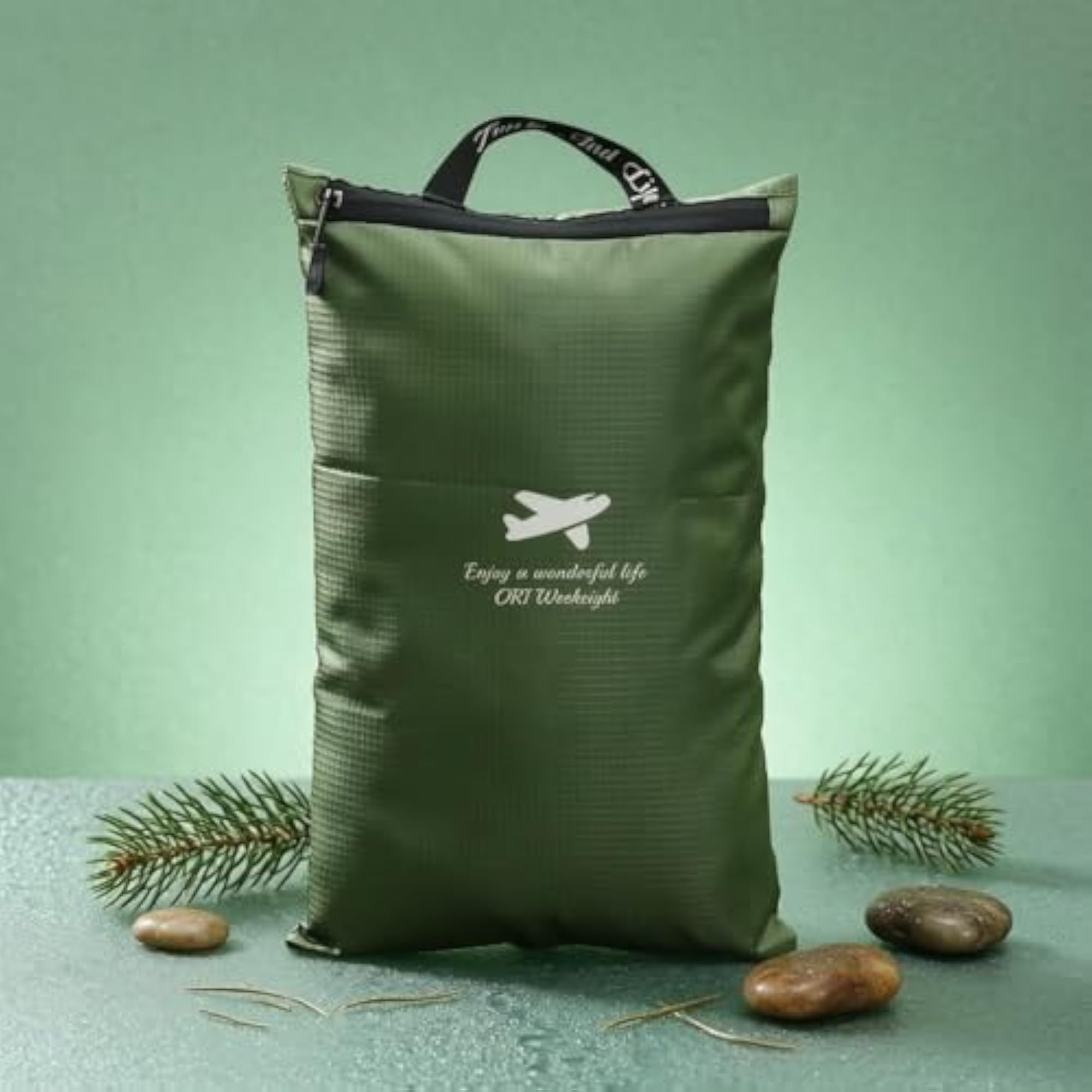 Zippered Waterproof Storage Bag with Carry Handle, Green