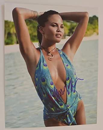 CHRISSY TEIGEN Signed Autographed 11x14 Photo SI Swimsuit Model Hot