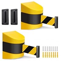YUZINO 2Pcs Absperrband Ausziehbar 5 Meter, Absperrband Gelb Schwarz Mit ABS-Kunststoff-WandgehäUse, Wandmontiert Absperrung Ausziehbar Icherheitsabsperrung FüR Warteschlangen