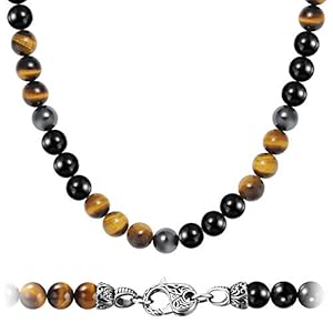 Mens Magnetic Hematite Tiger Eye Onyx Beads Beaded Necklace Chain Natural Gemstones Jewelry 50/60/70/75cm