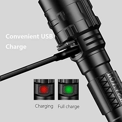 POVAST Tactical Flashlight with Mount Pressure Switch for Weaver Picatinny Rail, 5 Modes Emergency Torch Light, Rechargeable Battery Included - Thumbnail 6