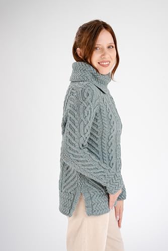 Image of SAOL Aran Irish Sweater for Women - Made of 100% Merino Wool - Ireland Fisherman Cable Knit Ladies Pullover
