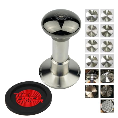 The Force Tamper Automatic Impact Coffee Tamper Adjustable Const Pressure and Autoleveling FULL Set New (Jelly-Black Mirror AL, 58.50mm)