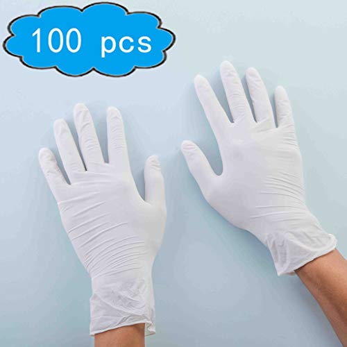 Preisvergleich Produktbild ACMM Einweghandschuhe, Nitrilhandschuhe Nicht Steril, Puderfrei, Glatter Griff, Lebensmittelqualität, Groß [100er-Pack] Icker Dickere Version Version Hygienehandschuhe (Color : White, Size : S)