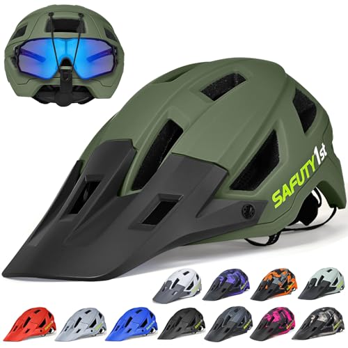 Safuty1st Mountain Bike Helmet for Adults & Youth Lightweight Impact-Resistant with Adjustable Dial & Removable Visor Unisex Helmet for Mountain Biking Bicycle Clcying